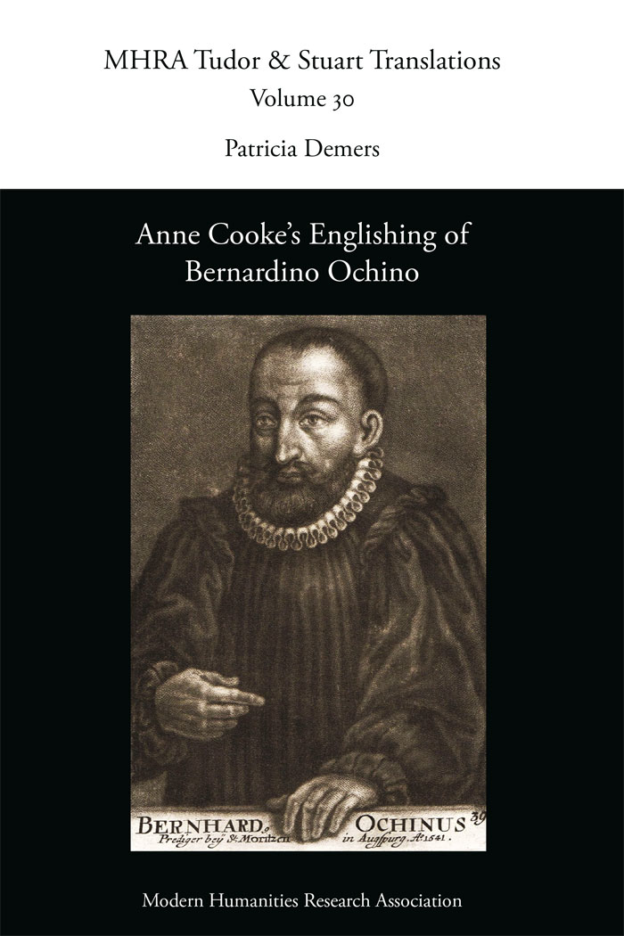 cover of Anne Cooke’s Englishing of Bernardino Ochino